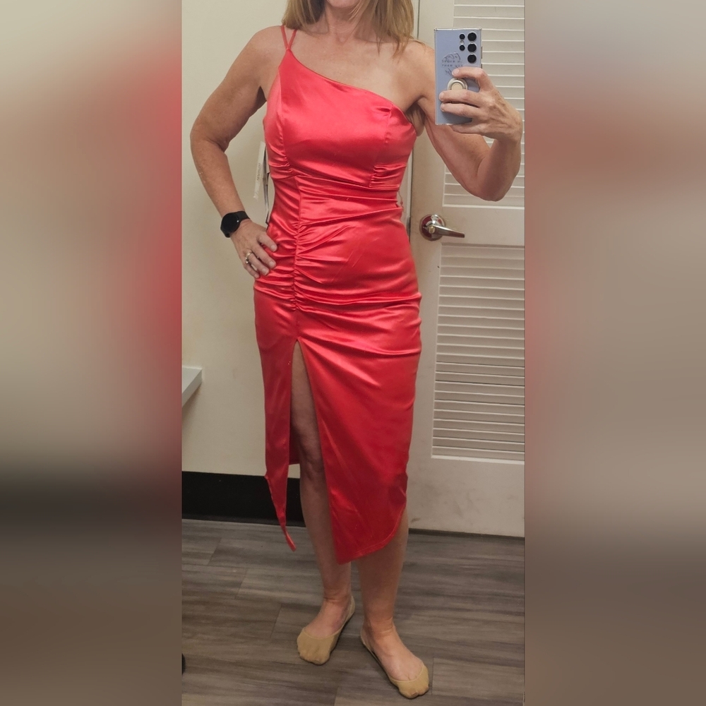 Emerald Sundae One Shoulder Pink Dress